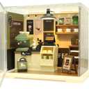 Coffee Shop Mini Model Kits with LED, Make It Miniature Cafe Store, DIY Miniature House Kit for Adults Teens and Beginners to Build, Mini Dollhouse Kits, Gift for Friends and Hobbies