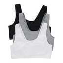 Hanes Womens Scoopneck Bralette Pack, Low-impact Bra, Cooling Stretch Cotton Crop Top, Bra, Black/Concrete Heather/White, Large US