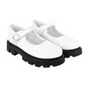 STYLESTRY Women's & Girls' White Patent Loafers with Buckle – Elegant and Comfortable Slip-On Shoes for Work, Casual, and Special Occasions 6