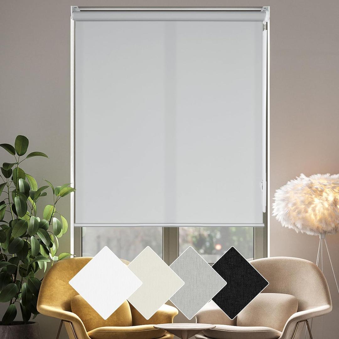 Allbright Light Filtering Roller Blinds for Windows, Thermal Insulated UV Protection Privacy Window Shades for Home Office and Bedroom 31" W72" H Light Grey