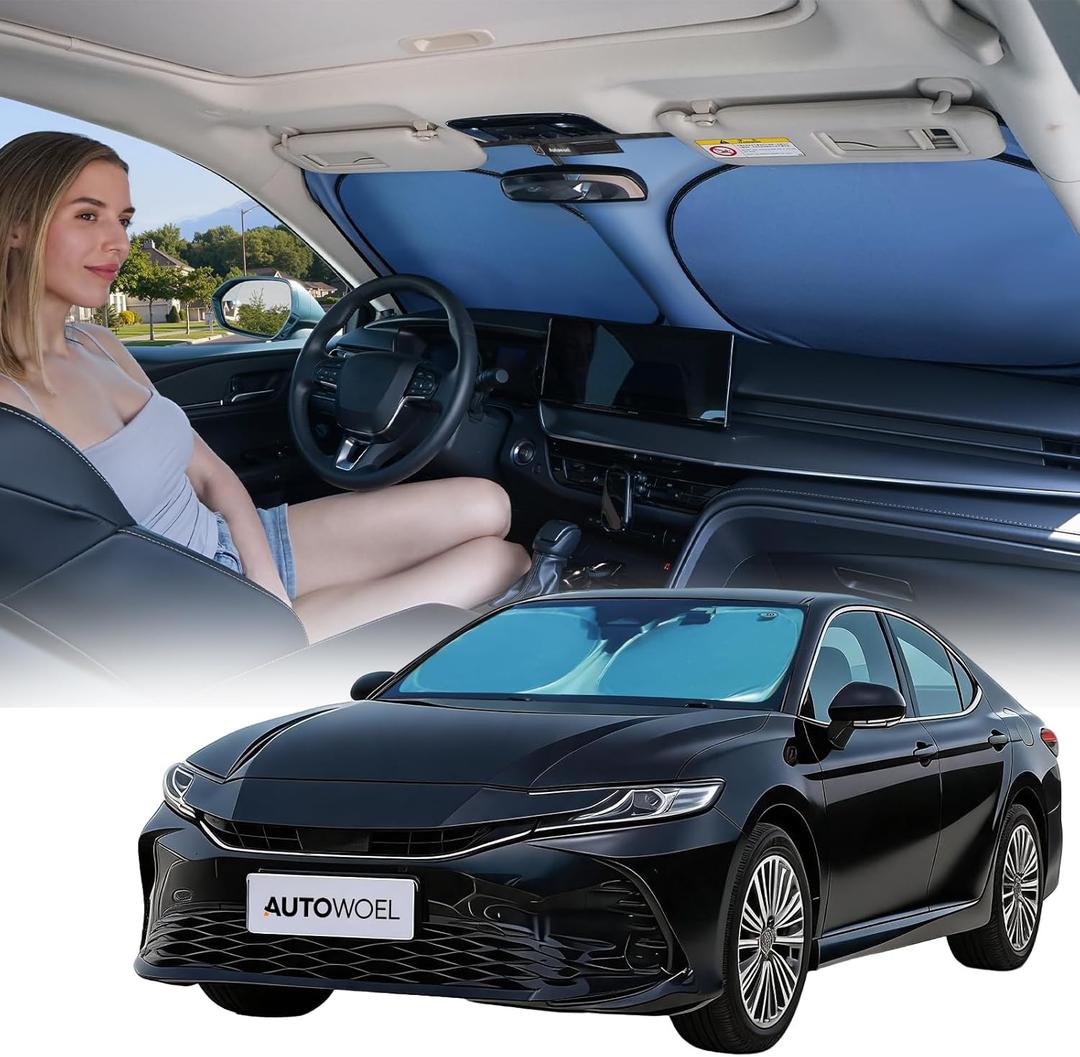 Titanium Silver Car Windshield Sun Shade, Reflective Cooling Windshield Shade Foldable, Sun Shade for Car Windshield with 99% UV Protection, for Hot Weather Parking, Cars SUVs Trucks, Medium 64"x 32"