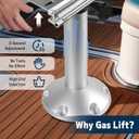 Gas Lift Extra-tall Boat Seat Pedestal with Slide Mount, Aluminum Adjustable Height from 17" to 24" Ideal for Over 6'1" Tall Users,Air-Powered Power-Rise Pneumatic Lifting Seat Pedestal Base