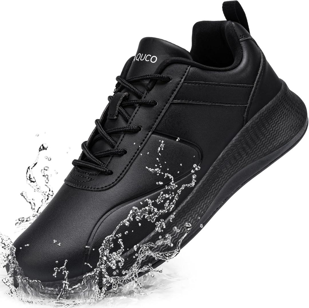 Non Slip Work Shoes for Women Food Service Lightweight Waterproof Kitchen Chef Shoe Restaurant Walking Sneakers Nursing Slip Resistant Footwear, Black (7)