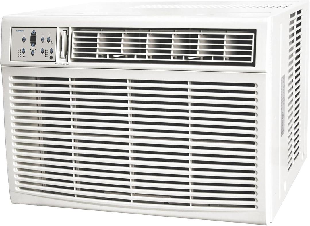 Keystone 18,800 BTU Window-Wall Air Conditioner with 16,000 BTU Supplemental Heating, 230V, Window and Wall AC Unit for Living Room, Apartment, Large Rooms up to 1000 Sq.Ft. (Bright White)