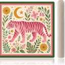 Pink Tiger Moon Floral Mahjong Mat for Table