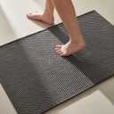 Bathroom Rugs Non Slip Washable, Super Absorbent Thin Bath Mat Small Quick Dry Low Pile Bathroom Rug, Dark Grey 16"x24"