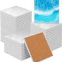 kukmakri 48 PCS Sublimation Blank Ceramic Coasters with Cork Backing Pads, 4x4 Inch Square Versatile & Decorative Glazed Ceramic Coasters for Crafting, Absorbent Ceramic Coaster for Drink