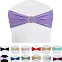 Spandex Chair Sashes Bands 50PCS Stretch Chair Ties Bows with Buckle Slider for Wedding Party Banquet Decoration (Lavender)