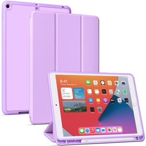 Arae iPad 10.2 inch Case (9th & 8th Generation) with Pencil Holder Auto Wake/Sleep Feature Standing Cover (Light Purple)