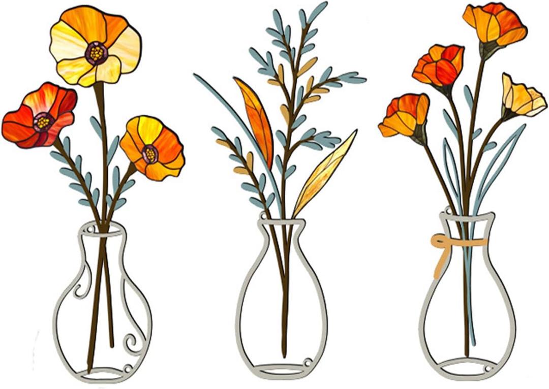 3 Pcs Metal Flowers Wall Arts Rustic Farmhouse Decor Bathroom Wall Decor Dining Room Wall Decor Minimalist Decor Housewarming Gifts (Colorful-C)