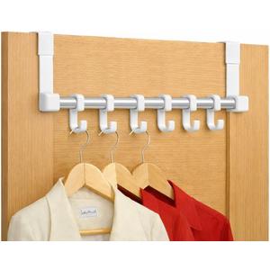 Over The Door Hooks, Door Hanger Hooks for Hanging, Over The Doors Towel Racks for Bathroom, Coat Rack Dorm Essentials (1Pack, White and Silver, Fit 1-3/4" Doors)