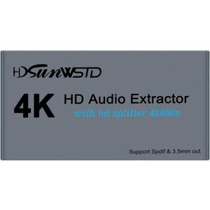 4K60hz HDMI Audio Extractor, 1080P HDMI Audio Converter Adapter Splitter Box 1 in 2 Out Audio Extractor Converter Optical SPDIF & 3.5mm Audio Out for Fire Stick, Xbox, PS5