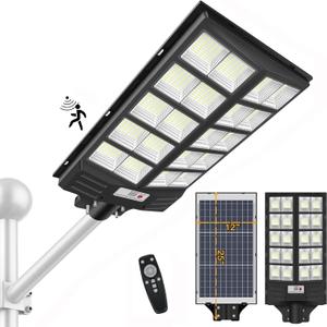 INSDEA 6000W Solar Street Light Motion Sensor, Dusk to Dawn Outdoor Flood Lights, IP65 Waterproof Security Light, LED Solar Lights Outdoor for Garden Yard Path Parking Lot (Black)