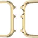 Metal Case Compatible with Apple Watch 38mm 42mm 40mm 44mm 41mm 45mm 49mm, Women Men Aluminium Full Coverage Bumper Protective Frame Cover Compatible with iWatch Ultra 2 1 Series 9 8 7 6 5 4 3 2 1 SE (Gold)