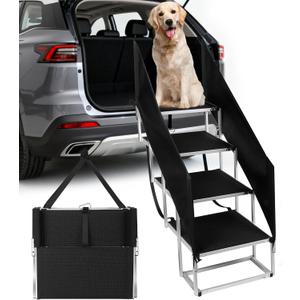 Dog Stairs with Guardrail for Large Dogs Extra Wide 20Inch Step, 34 Inch 4 Step Non Slip Surface, Supports up to 230 lbs Designed for Oversized SUVs, Off Road Vehicles, and Pickup Trucks