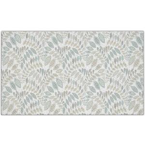 Vintage Leaf Botanical Door Mat, Boho Abstract Doormat for Indoor Outdoor Entrance Porch, Mid Century Modern Welcome Mats for Front Door, Boho Leafy Bathmat Rug for Bathroom, 17x30 Inches (Grey)