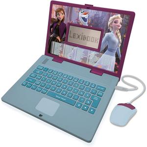 LEXiBOOK Disney Frozen 2 - Educational and Bilingual Laptop Spanish/English - Girls Toy with 124 Activities to Learn, Play Games and Music with Elsa & Anna - Blue/Purple, JC598FZi2