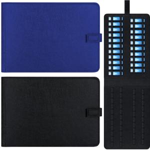 Eaasty 2 Pack Homeopathy Organizer Box Foldable Case Homeopathy Kit Storage Pouch Organizer Case Box Kit for 84 Tubes Home Travel Use, Black and Blue