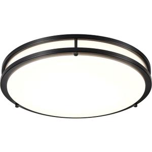 DLLT Flush Mount LED Ceiling Light: 16 Inch 5CCT (3000K-6000K) & Dimmable Ceiling Light Fixtures for Bedroom Hallway - 36W Modern Black Super Bright Kitchen Lighting Fixtures Ceiling