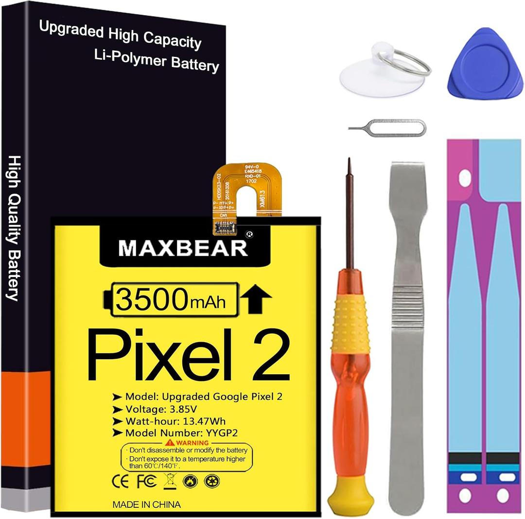 MAXBEAR Google Pixel 2 Battery, (Upgraded) 3500mAh 3.85V Li-Polymer Battery BG2W Replacement for HTC Google Pixel 2 (5.0'') G011A-B with Repair Tool Kit