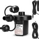 AGPTEK Electric Air Pump,Portable Air Pump with 3 Nozzles, 4.5kPa Quick-Fill,110V AC/12V DC Inflator/Deflator Pumps for Outdoor Camping, Inflatable Air Mattress Beds, Boats, Swimming Ring