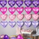 Libima 48 Pcs Valentine's Day Heart Balloons 10 Inch Heart Shape Foil Balloons Love Sweet Be Mine Kiss Me Hug Me Party Decoration for Valentine's Day Wedding Anniversary Party