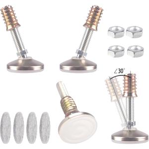 Furniture Levelers Swivel Feet,Angle Height Adjustable(3/8-16 Nut Inserts Kits-4 Sets),Heavy Duty Leveling Legs for Table Chairs Cabinets Sofa,with High-Density Self-Adhesive Felt Pads