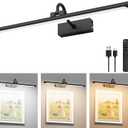 Aipsun 23.6" Black Picture Lights for Wall Rechargeable,12000mAh Battery Operated Art Light for Paintings,3CCT Dimmable, Rotatable Gallery Light for Pictures Display