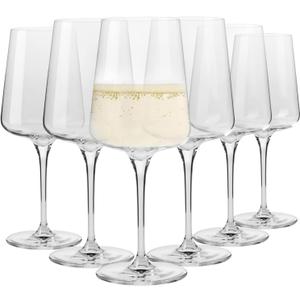 Krosno White and Sparkling Glasses, 6 piece set, 13.52 oz, Infinity Collection, Elegant, Crystal Glass, Lead-free Glass, Dishwasher Safe, Made in Europe