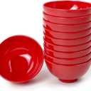 4.5-inch Unbreakable Small Melamine Bowls for Cereal Rice Soup Dessert Snack Ice-Cream Pudding Mini Round Plastic Bowl.(10 PCS) Red
