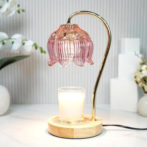 Dimmable Flower Candle Warmer Lamp, Pink Candle Warmer with Timer & 4Bulbs, Birthday Gifts for Women, House Warming Gifts New Home Bedroom Decor (Pink-Lotus)