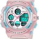 Bomieux Kids Watch for Boys and Girls Ages 5-15, Analog Digital Waterproof with Alarm Clock Stopwatch, Birthday and Christmas Gifts, Pink/Blue 