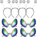 8 Set Alien Glasses and Martain Antenna Headband Boppers, Alien Sunglasses Headbands Party Favors for Adults.