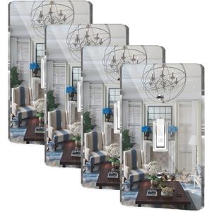 4PC Mirror Light Switch Plates Single Toggle 4.72" X 2.91" Switch Light Cover Durable Wall PlatesDecorative Outlet Covers Acrylic Mirrored (Single Toggle) (Standard Size)