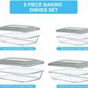 KOMUEE 8 Pieces Glass Baking Dish with Lids Rectangular Glass Baking Pan Bakeware Set with Lids, Baking Pans for Lasagna, Leftovers, Cooking, Kitchen, Fridge-to-Oven, Gray