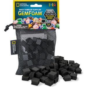 National Geographic Rock Tumbling Media  GemFoam Reusable Rock Polisher Foam, Use After Rock Tumbling Grit Cycles, Adds Shine to Tumbled Rocks and Minerals, Rock Tumbling Supplies