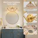 Vintage Bathroom Vanity Light Fixture, 3-Light Antique Matte Brass Finish with Amber Flower-Shaped Glass Shades, E26 Base, 25.2 Inch Over Mirror