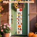 Hello Fall Welcome Wooden Porch Sign 47" with Bow Fall Decorations Outdoor Front Door Porch Decor Large Rustic Farmhouse Standing Sign for Garden Home Yard Season