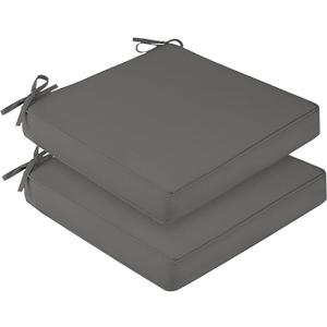 Outdoor Chair Cushions Set of 2, Waterproof Outdoor Seat Cushions for Patio Furniture, Patio Chair Cushion with Handle and Ties, Square Out Door Chair Pads,19" x 19" x 3" Color: Brown