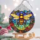 Bee Stained Glass Orament - Christmas Ornament - Christmas Decorations for Tree - Holiday Present ldeas - Gift Exchange