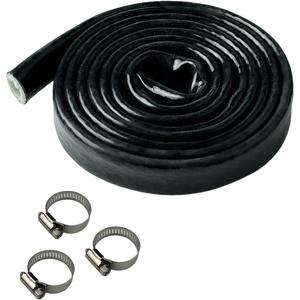 YAMAKATO 5/16" ID Heat Shielded Fire Thermo Armor Fire Sleeve Silicone Coated Fiberglass Heat Protection w/ 3 Clamps for Automotive Hose Lines & Electrical Wiring (Black, 5FT)