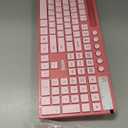 Wireless Keyboard and Mouse Combo, MARVO 2.4G Ergonomic Wireless Computer Keyboard with Phone Tablet Holder, Silent Mouse with 6 Button, Compatible with MacBook, Windows (Sakura Pink)