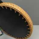 14'' Round Rattan Tray, Home Decor with Mother of Pearl Inlay, Terrekraft | Handcrafted Rattan with Shell Inlay, Wipe-clean, Boho Farmhouse Coastal Decor, Ideal for Coffee Table Ottoman Vanity Bedside