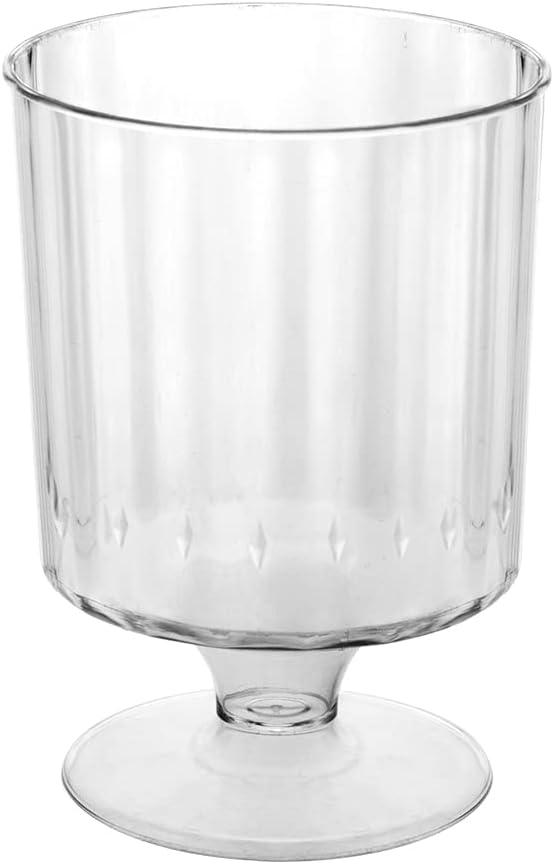 Party Essentials 5 OZ Mini Clear Plastic Dessert Parfait Cup for event Small Round Serving Goblet Wine Shot Disposable Fruit Ice Cream Mousse Pudding Appetizer Bowl, 40 Cups