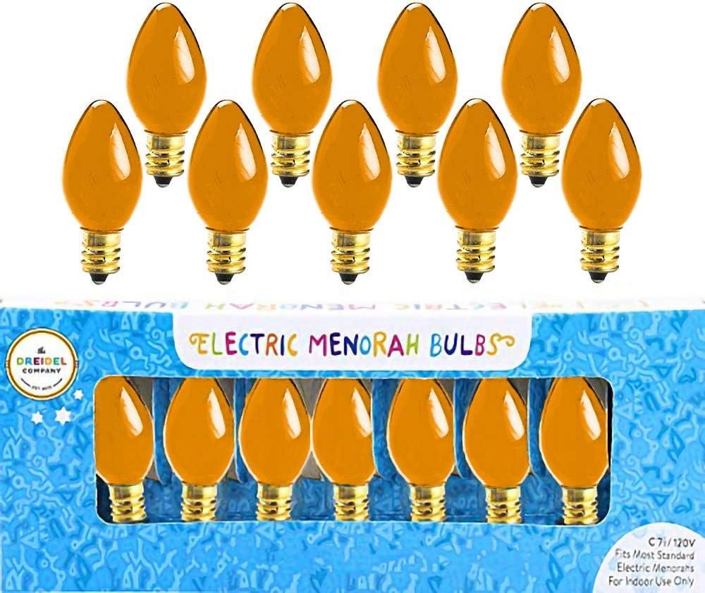 4 x The Dreidel Company Hanukah Electric Menorah Replacement Bulbs, Orange (9-Pack)