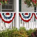2 x Pleated Bunting American Flag Embroidered Stars for July 4th Independence Day