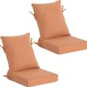 Outdoor Deep Seat Cushions (20"x20") 2 Sets, Water-Resistant Fade Resistant Cushions with Removable Covers & High Resilience Foam with YKK Zippers for Patio Furniture,Tangerine