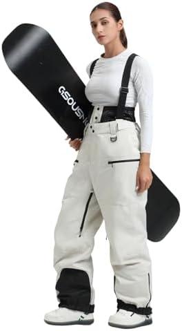 GSOU SNOW Womens Baggy Snowboard Pants Ski Bibs Snow Loose Overalls Waterproof Windproof Insulated Warm Medium