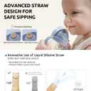 Joypony Sippy Cups for Toddlers 1-3, Spill Proof Weighted Straw Cup with Handle for Baby 6 Months + old, 2 Silicone Straws, PPSU, BPA Free, 9 oz (Blue)