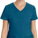 Healing Hands Women's Scrub Top V-Neck with 2 Pockets, 2-Way Stretch, and Yoga Knit Side Panels for Slim Fit- 2245, XS